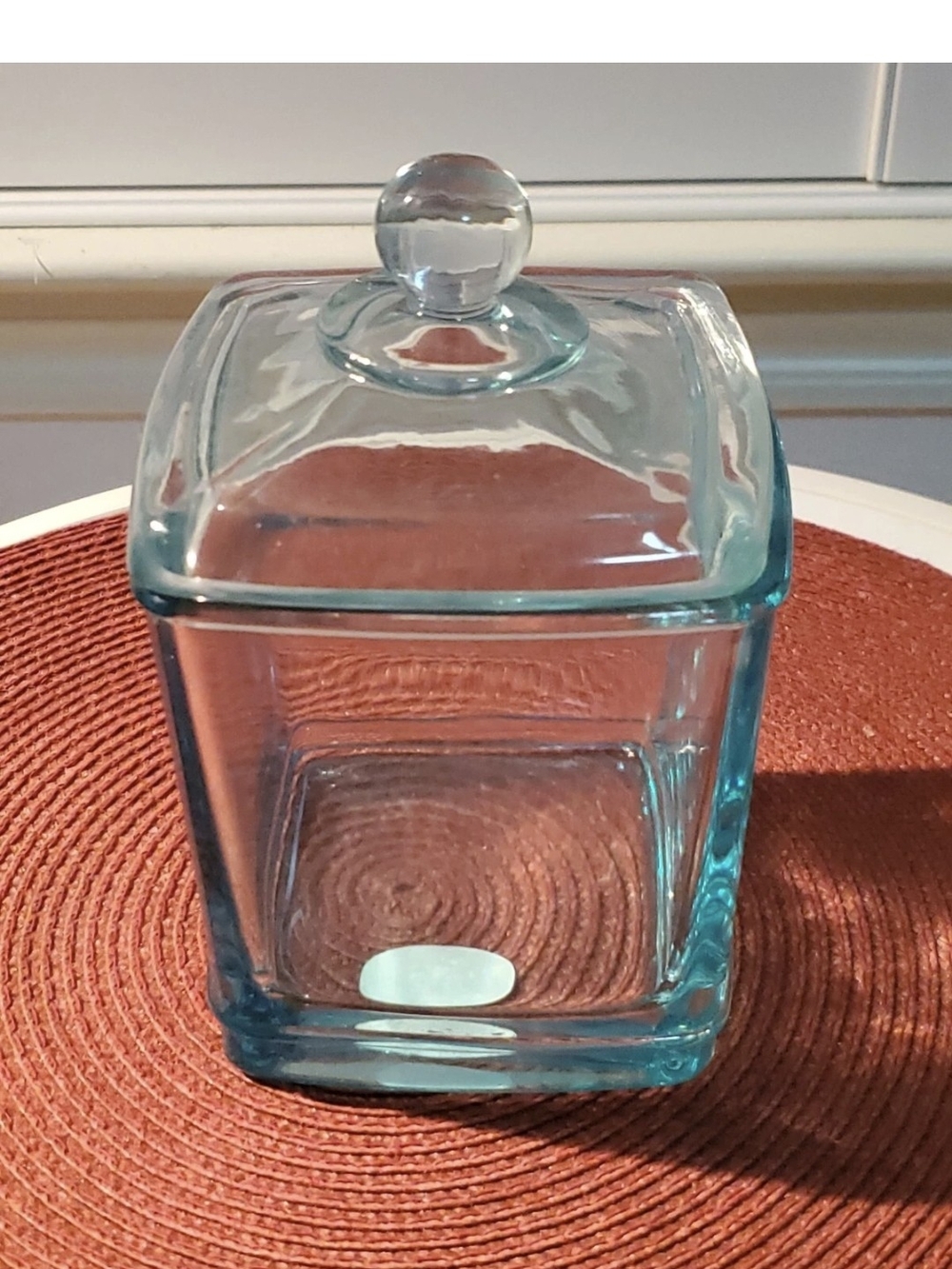 Bella Lux Square Aqua Glass Jar with Lid